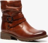 Hush Puppies gevoerde leren dames enkellaarsjes - Cognac - Maat 39 - Echt leer