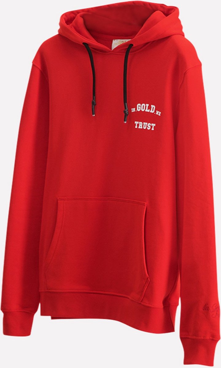In gold we trust red hoodie best sale