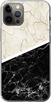 Geschikt voor iPhone 12 Pro hoesje - Marmer print - Patronen - Luxe - Siliconen Telefoonhoesje