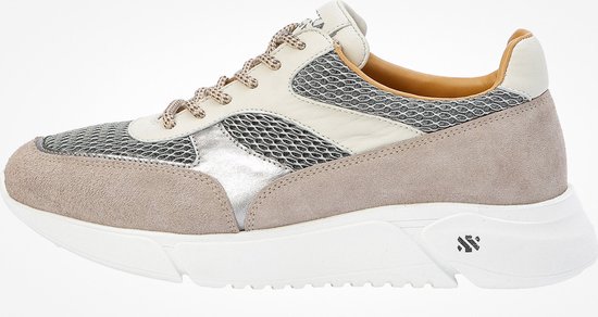 KUNOKA ARI platform sneaker beige silver - Sneakers Dames - maat 38 - Beige Zilver Wit