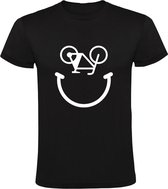 Fiets Smiley | Kinder T-shirt 116 | Zwart | Fietsland | Bike | Bicycle | Tweewieler | Vervoer Nederland | Sport | | Glimlach | Lachen | Vrolijk | Gelukkig | Plezier |