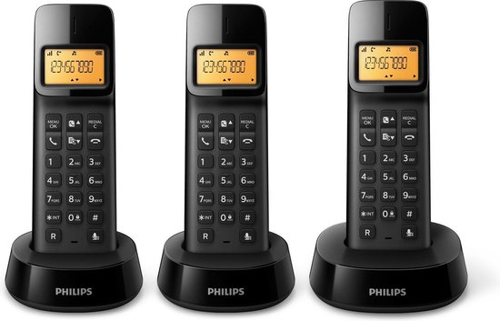 Philips D1403 - Vaste telefoon - Trio DECT telefoon - Zwart | bol.com