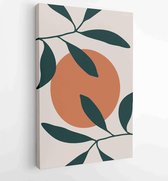 Canvas schilderij - Botanical wall art vector set. Earth tone boho foliage line art drawing with abstract shape. 2 -    – 1881805144 - 115*75 Vertical
