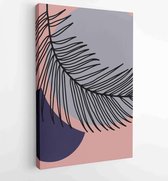 Canvas schilderij - Palm leaves wall art vector set. Earth tone boho foliage line art drawing with abstract shape. 2 -    – 1870962292 - 115*75 Vertical