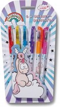 gelpen Theodor & Friends junior roze/turquoise 6 stuks
