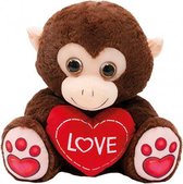 knuffelaap met hartje junior zwart 30 cm