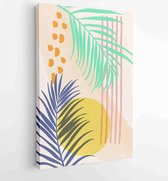 Canvas schilderij - Summer tropical wall arts vector. Palm leaves, coconut leaf, monstera leaf, line arts 1 -    – 1922500778 - 80*60 Vertical