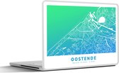 Laptop sticker - 11.6 inch - Stadskaart - België - Oostende - Blauw - 30x21cm - Laptopstickers - Laptop skin - Cover