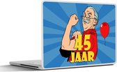 Laptop sticker - 17.3 inch - Man - Verjaardag - 45 Jaar - 40x30cm - Laptopstickers - Laptop skin - Cover
