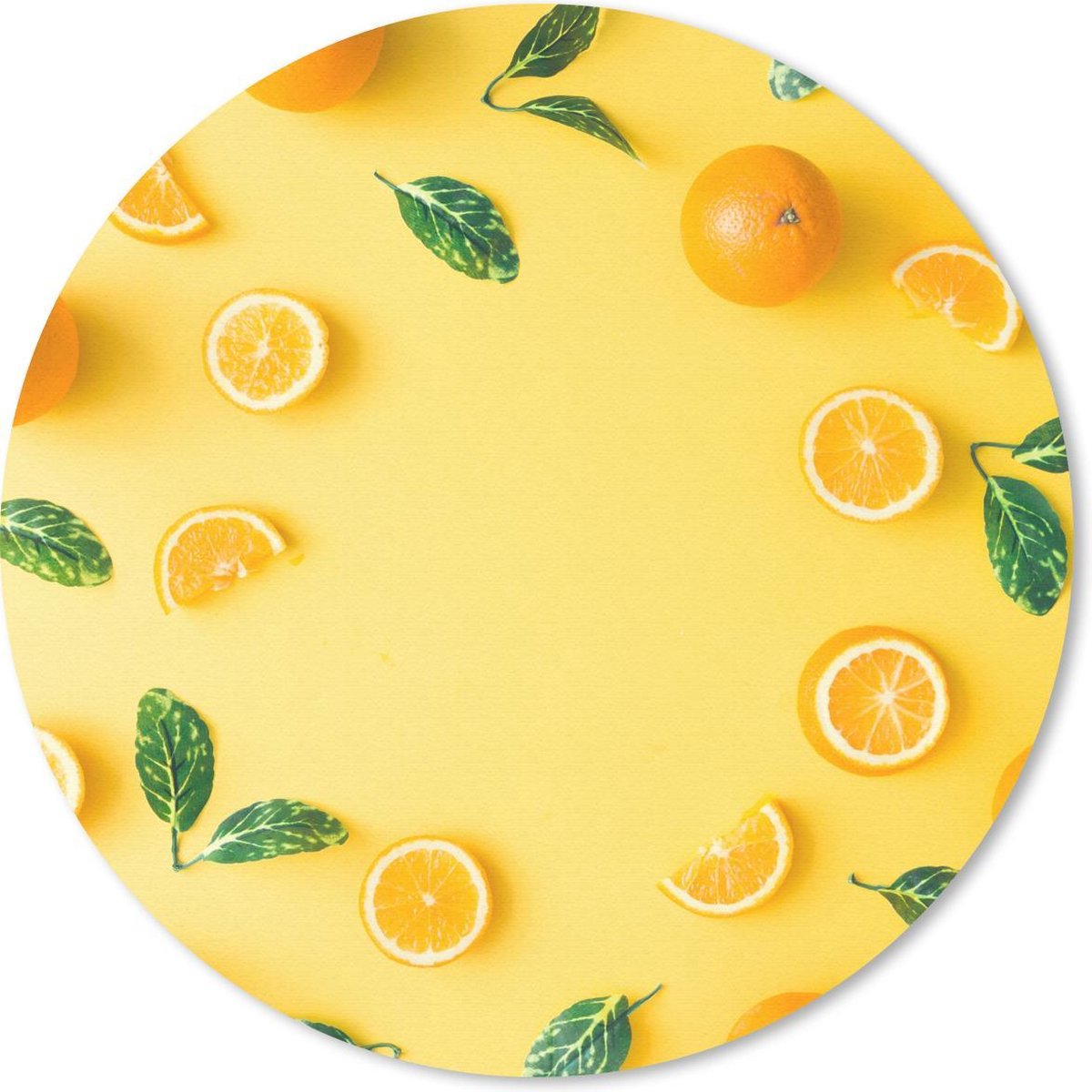 Muismat rond 20x20 cm - Mousepad Sinaasappel - Fruit - Geel - Ronde muismatten