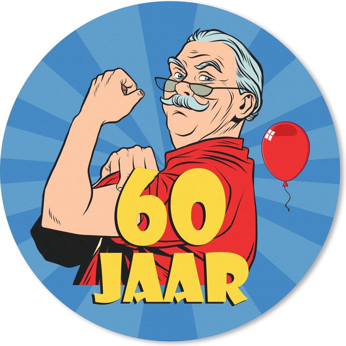 Muismat rond 20x20 cm - Mousepad Verjaardag - 60 jaar - Man - Ronde muismatten