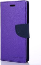 Telefoonhoesje geschikt voor Apple iPhone 13 Mini - Mercury Fancy Diary Wallet Case - Hoesje met Pasjeshouder - Paars/Blauw