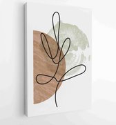 Canvas schilderij - Botanical wall art vector set. Golden foliage line art drawing with watercolor 1 -    – 1903166971 - 50*40 Vertical