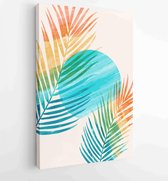 Canvas schilderij - Summer tropical wall arts vector. Palm leaves, monstera leaf 1 -    – 1903764610 - 40-30 Vertical