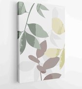 Canvas schilderij - Botanical wall art vector set. Foliage line art drawing with abstract shape 3 -    – 1912802980 - 40-30 Vertical