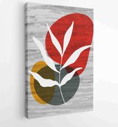 Canvas schilderij - Botanical wall art vector background set. Foliage line art drawing with watercolor 1 -    – 1904693080 - 115*75 Vertical