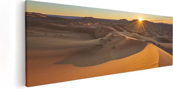 Artaza Canvas Schilderij Woestijn in de Sahara met een Opkomende Zon - 60x20 - Foto Op Canvas - Canvas Print