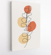 Canvas schilderij - Minimalistic modern line art Flower with abstract shape background for print, beauty and fashion. vector illustration. 2 -    – 1746074657 - 50*40 Vertical