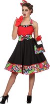 Wilbers & Wilbers - Hippie Kostuum - Pop Art Roy Strip - Vrouw - rood,zwart - Maat 42 - Carnavalskleding - Verkleedkleding