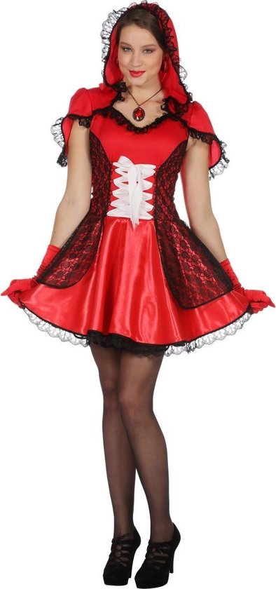 Wilbers & Wilbers - Roodkapje Kostuum - Lekker Hapje Voor De Wolf - Vrouw - Rood - Maat 40 - Carnavalskleding - Verkleedkleding