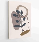 Canvas schilderij - Foliage line art drawing with abstract shape. Abstract Plant Art design for print, cover, wallpaper, Minimal and natural wall art. 3 -    – 1810924384 - 40-30 V