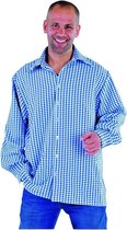 Magic Design Hemd Boeren-look Heren Polyester Blauw/wit Mt Xxl