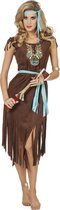 Wilbers & Wilbers - Indiaan Kostuum - Indiaanse Aranama Luxe - Vrouw - Bruin - Maat 46 - Carnavalskleding - Verkleedkleding