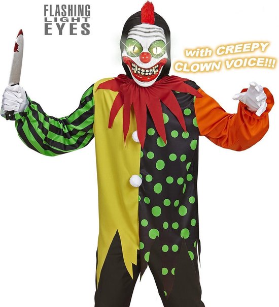 Widmann - Monster & Griezel Kostuum - Horror Clown Elektro - Jongen - Multicolor - Maat 164 - Halloween - Verkleedkleding