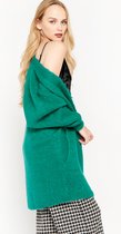 LOLALIZA Lange gebreide cardigan met zakken - Groen - Maat S/M