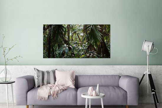 Aluminium schilderij 160x80 cm - Wanddecoratie metaal - Planten in regenwoud - Metalen muurdecoratie woonkamer - Decoratie industrieel - Foto op dibond - Industriële accessoires slaapkamer