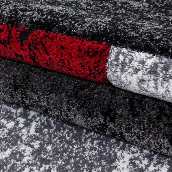 Tapis Hawaii Noir / Rouge Low Pole - 200x290 CM