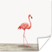 Poster kinderen - Flamingo - Roze - Vogel - Meisjes - Jongens - Kind - Wanddecoratie kinderkamers - Poster kinderkamer - 30x30 cm - Schilderij voor kinderen