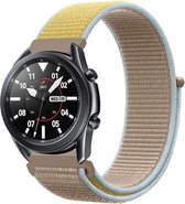 Nylon Smartwatch bandje - Geschikt voor  Samsung Galaxy Watch 3 - 45mm nylon band - camel - Strap-it Horlogeband / Polsband / Armband