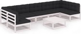 Decoways - 8-delige Loungeset met kussens massief grenenhout wit