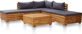 Decoways - 6-delige Loungeset met kussens acaciahout donkergrijs