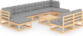 Decoways - 10-delige Loungeset met kussens massief grenenhout