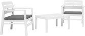 Decoways - 3-delige Loungeset kunststof wit