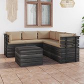 Decoways - 6-delige Loungeset met kussens pallet massief grenenhout