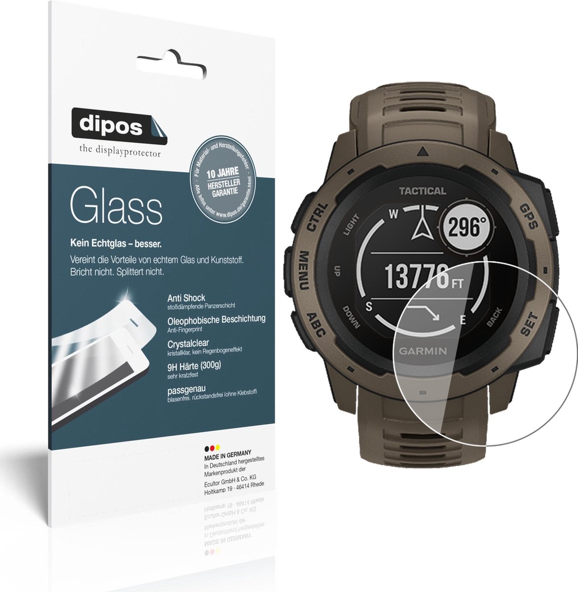 dipos I 2x Pantserfolie helder geschikt voor Garmin Instinct Tactical Edition Beschermfolie 9H screen-protector