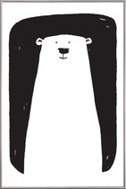 JUNIQE - Poster met kunststof lijst Bear -20x30 /Wit & Zwart