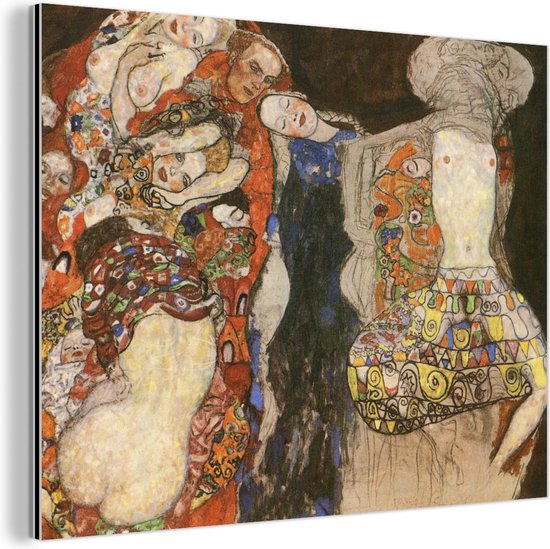 Wanddecoratie Metaal - Aluminium Schilderij Industrieel - Painting the bride - Gustav Klimt - 120x90 cm - Dibond - Foto op aluminium - Industriële muurdecoratie - Voor de woonkamer/slaapkamer