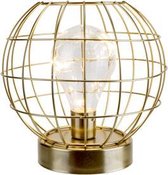 Windlicht met Lamp - Tafellamp - Lantaarn - Led Light Ornament - Goud - 17x17x16,5cm - Metaal