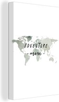 Wanddecoratie Wereldkaart - Aquarelverf - Adventure - Canvas - 60x90 cm