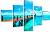 Schilderij - Houten Pier, Oceaan, 5 luik, Premium Print