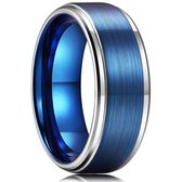 Tungsten - Wolfraam ring Geborsteld blauw