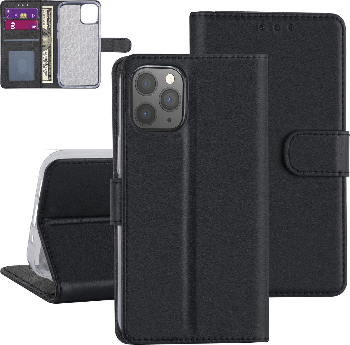 Zwart hoesje iPhone 12 Pro Max - Book Case - Kaarthouder