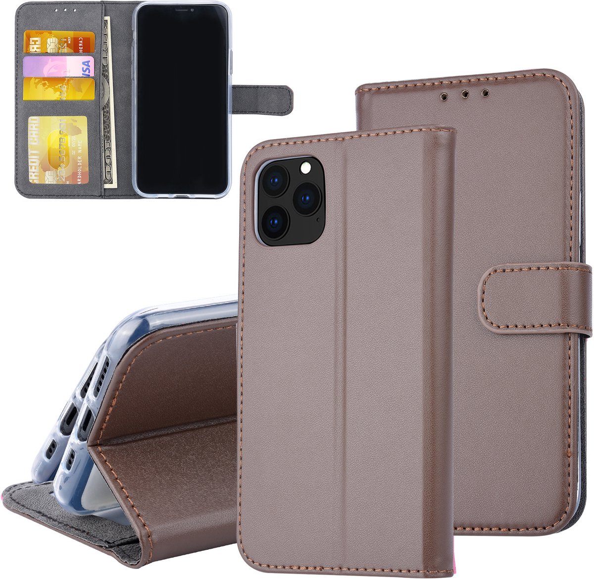 Bruin hoesje iPhone 11 Pro - Book Case - Pasjeshouder - Magneetsluiting
