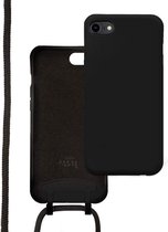 xoxo Wildhearts silicone case met koord - Telefoonhoesje met koord - Backcover hoesje met telefoonkoord - Forever Black Cord Case - geschikt voor Apple iPhone 7/8/SE 2022/SE 2020 -