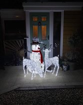 Éclairage de Noël: Bonhomme de neige + 2 rennes - 100 LED - Fonction minuterie : 6 heures allumées / 18 heures éteintes - figurines de Noël illuminées cerf cerf à l'extérieur