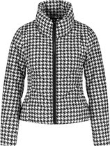 TAIFUN Dames Gewatteerde jas met pied-de-poule motief Black gemustert-36